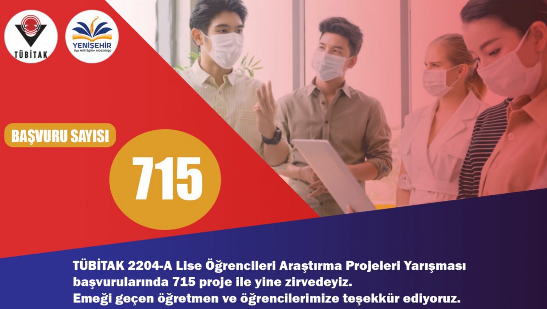 Tübitak 2204-A Lise Öğrencileri Araştırma Projeleri Yarışması Başvuru Sayısında Zirvedeyiz