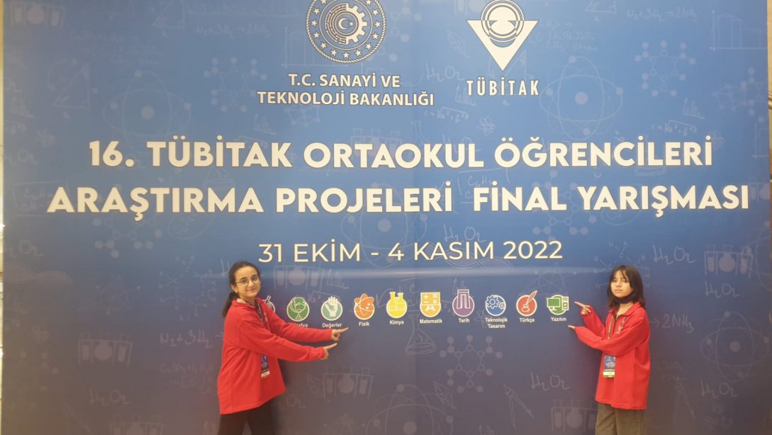 Yenişehir İlçe  projeleri  16. TÜBİTAK Ortaokul Öğrencileri Araştırma Projeleri Türkiye Finali Yarışmasında 